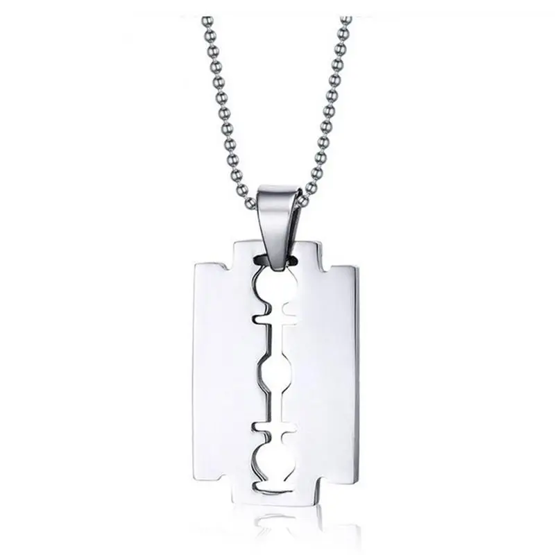 316l кулон в форме лезвия ожерелье Мужская цепочка из нержавеющей стали бирка