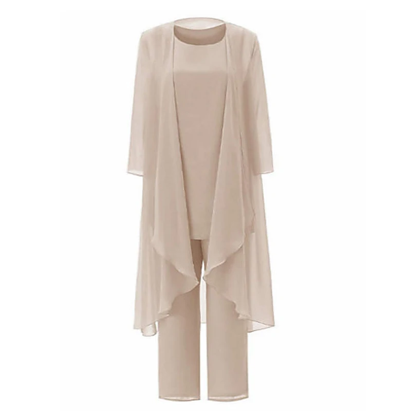 Шифоновые платья для матери невесты элегантные цвета шампанского с длинными