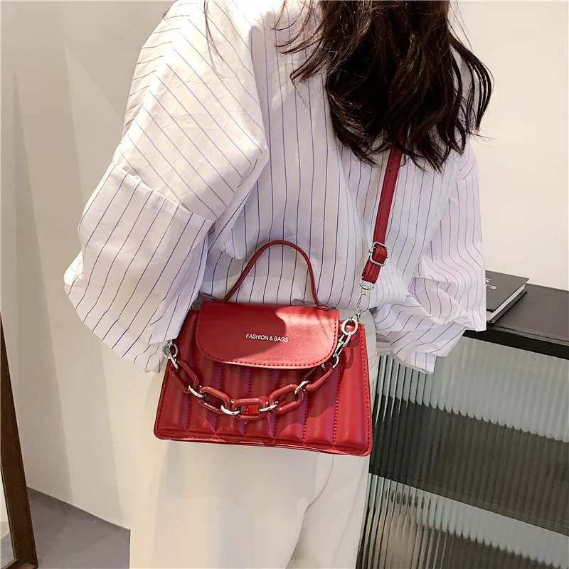 

Woman Shoulder Bag Chain Designer Handbags Embroidery Sewing Thread Shopping Leather Small Crossbody Clutch Wallets Ladies Bags