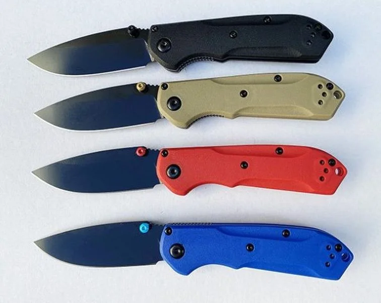 Складной нож-бабочка из искусственной кожи карманный сатиновый/черный клинок Ti D2