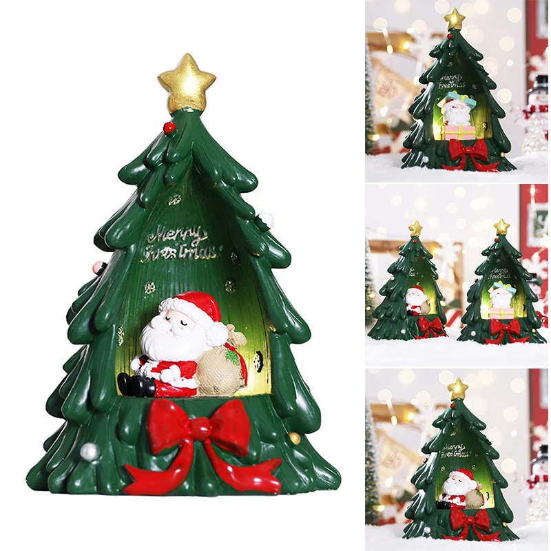 

Рождественские украшения для стола, поделки из смолы, Санта-Клаус с рождественской елкой, украшения из смолы для домашнего декора PSEN999