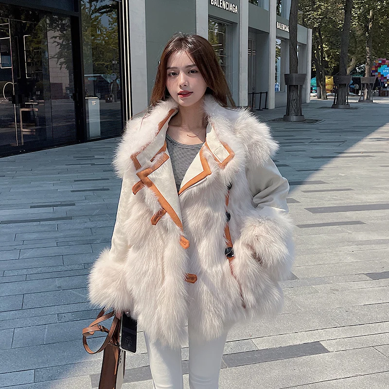 

Новинка 2021, зимние теплые пальто из искусственного лисьего меха, Женская замшевая парка, пальто, двусторонняя Толстая Женская куртка, двусторонняя меховая верхняя одежда