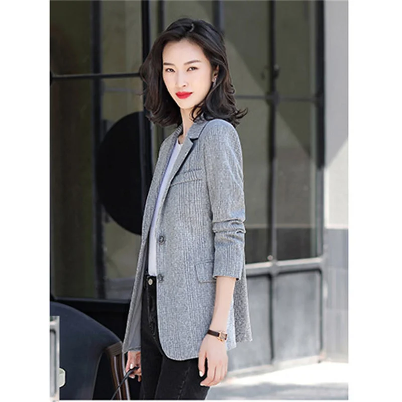 

Blazer Coat Women 2021 New Spring Autumn Plus Size 5XL Casual Slim Top Korean Pink Gray Fashion Office Small Blazer Jacket GH505