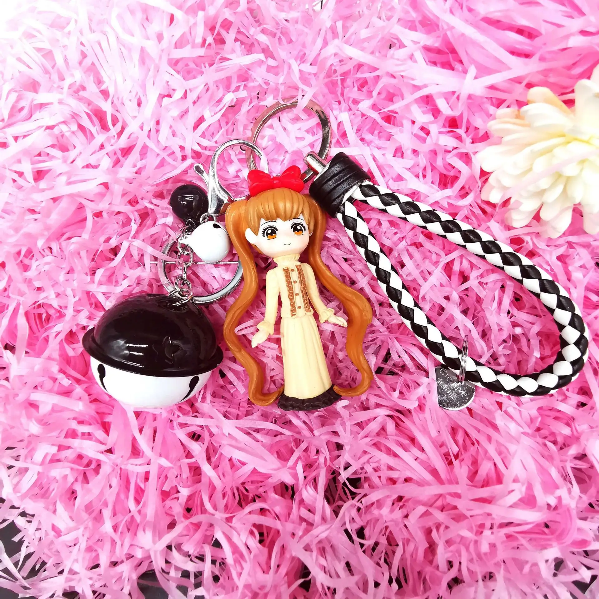 

Japan Cartoon Animation Keychain Long Hair Water Ice Moon Warrior Key Chain Heart Bag Pendant Car Keyring Accessories Girl