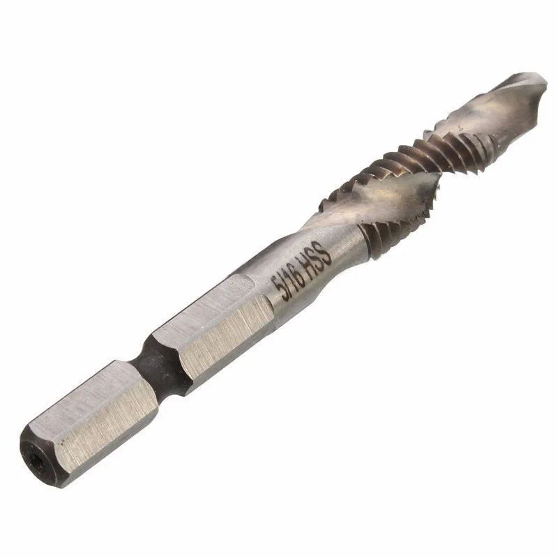 

6 Pcs 1/4 Hex Shank HSS Spiral Screw Thread Tap Taper Drill Bits Hand Tool Set