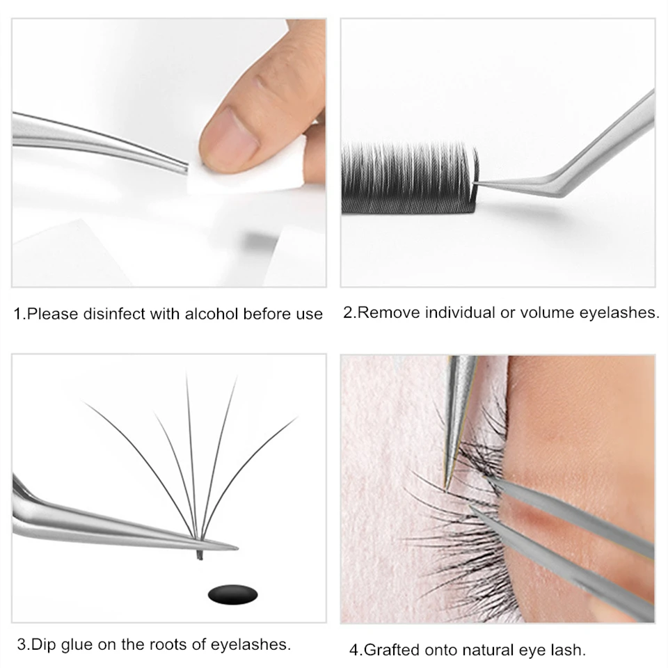 

AGUUD Makeup Professional Eyelash Tweezer Applicator Volume Lashes Stainless Steel Clamp for Eyelash Extension Eye Makeup Tools