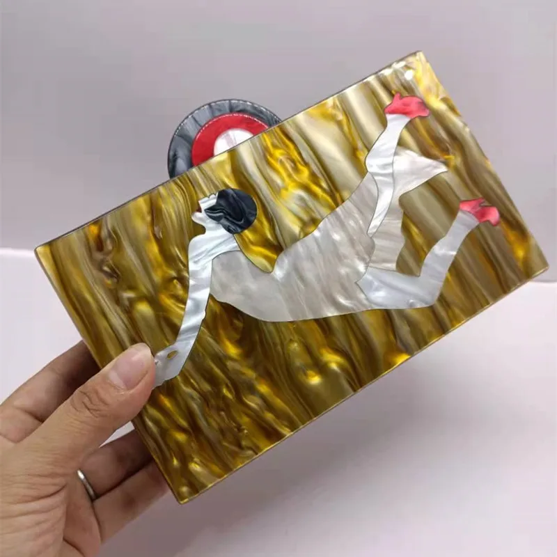 Жемчужно-коричневый с красивой леди на акриловой поверхности женские Вечерние