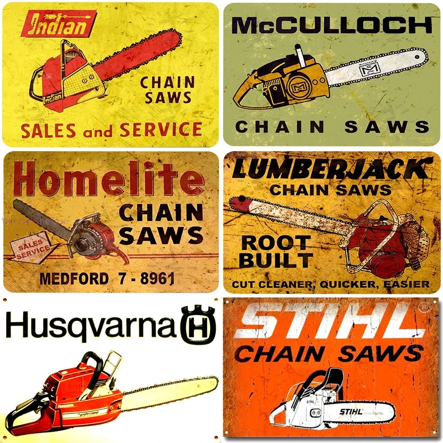 

Shabby Metal Tin Signs Chain saws tin sign vintage plate rPainting Home Wall Stickers Retro Pub Restaurant Art Poster Antique