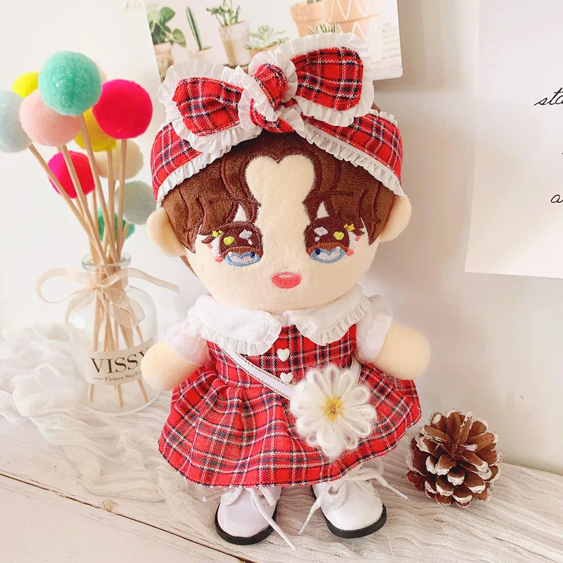 Клетчатое платье для девочки с маргариткой 20 см костюм детское Exo love bean