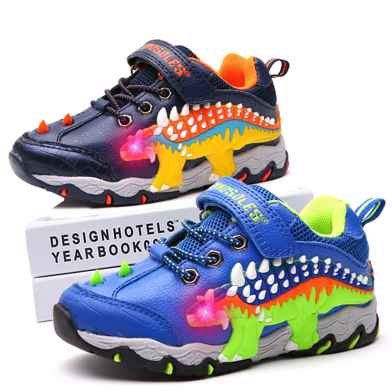 Кроссовки детские с подсветкой Нескользящие динозавром | Детская одежда и обувь