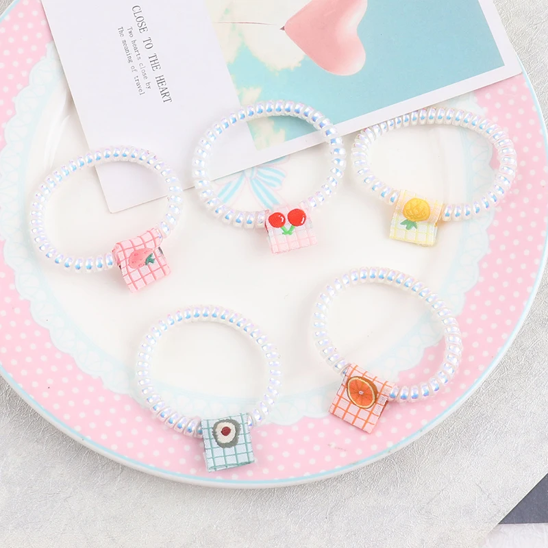 

2pcs/pack 2021 Fashion Telephone Wire Hair Ties Donut Ponytail Hairstyle Gum Spiral Scrunchies