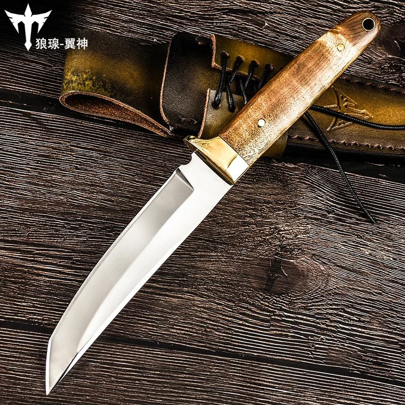 D2 Steel Blade Fixded Knife Survival Camping Hunting Eumwood Handle Straight Outdoor Tool 60 HRC Hardness | Инструменты