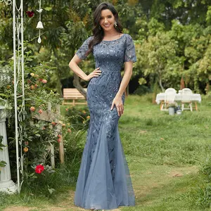 Бордовые Платья для подружки невесты Ever Pretty, элегантное платье русалки с круглым вырезом и блестками, свадебное платье, вечернее платье 2020