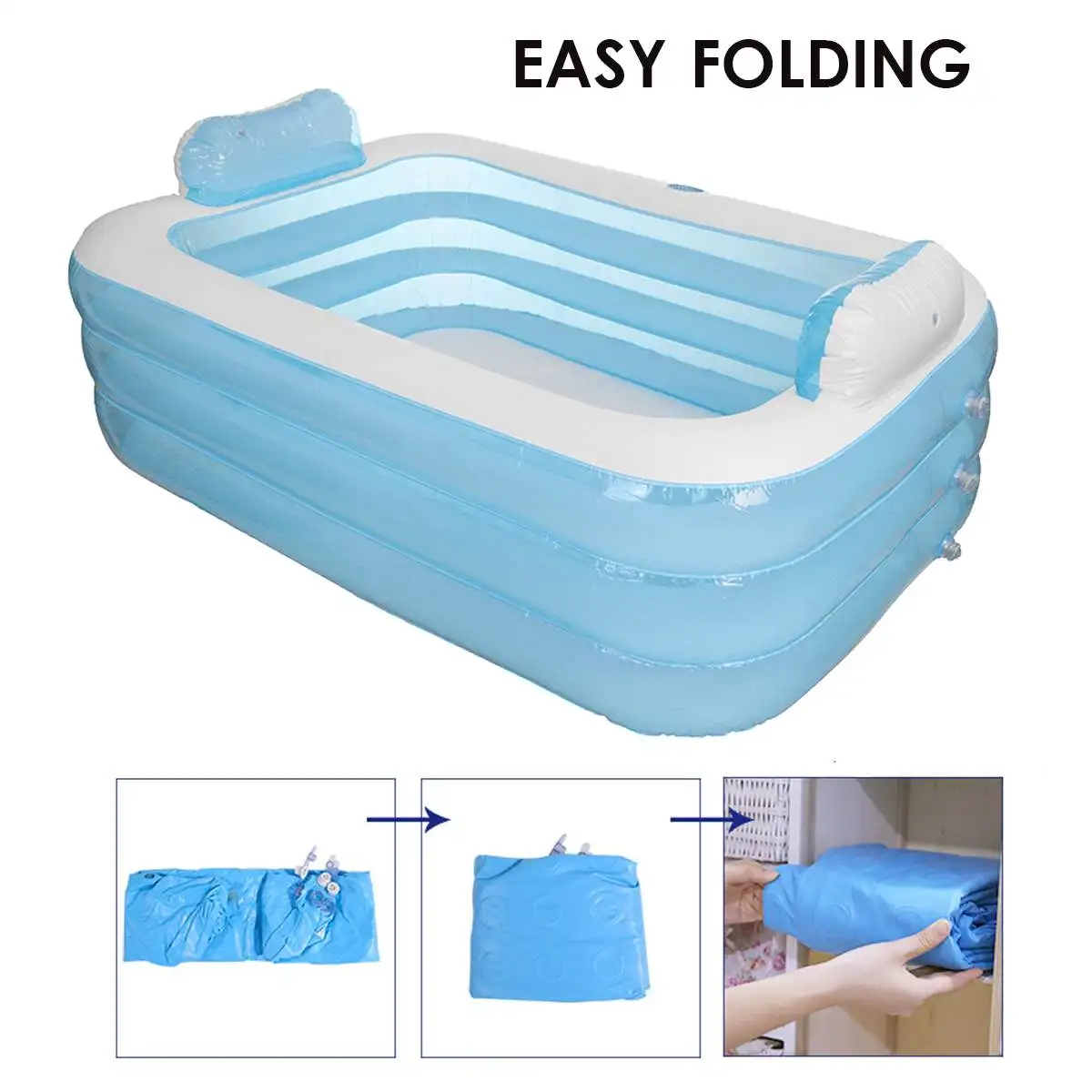 

360L/800L Folding Inflatable Bathtubs Warm Bath Tub Adult PVC Portable Winter Blow Up Home Spa Children Balls Toy Play Pool