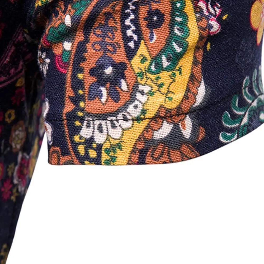 Рубашка мужская с принтом хлопок короткий рукав отложной воротник топ большие