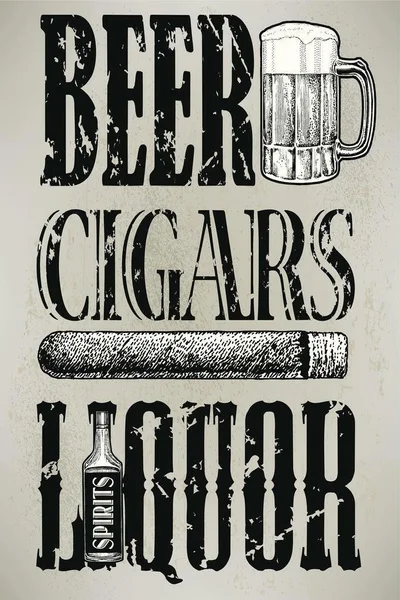 

Beer Cigars and Liquor Retro Sign Art Print Mural Giant Poster Tin Metal Sign
