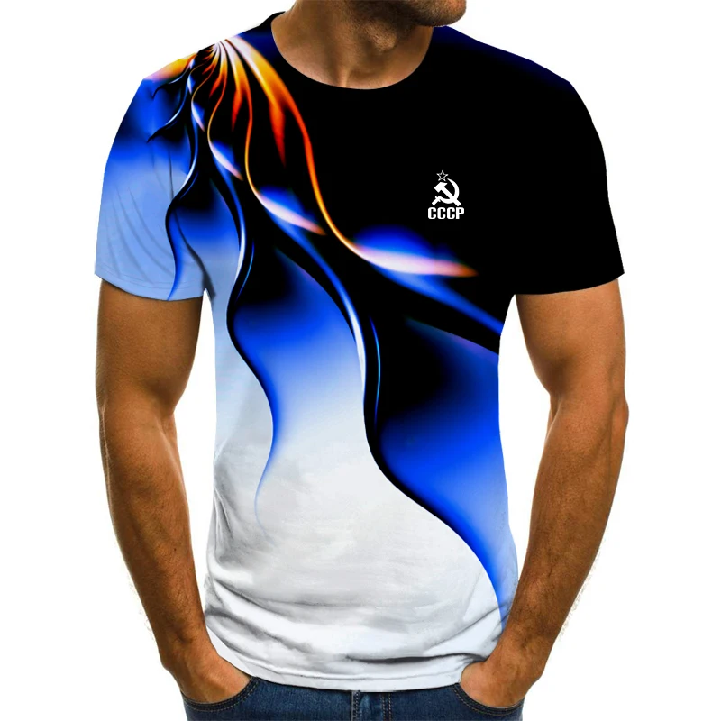 

New Men's 3d Printed T-shirt Summer Casual Tshirt Cool Sports Men's Short Sleeve T-Shirt Moscow Men Tees O Neck Top XXS