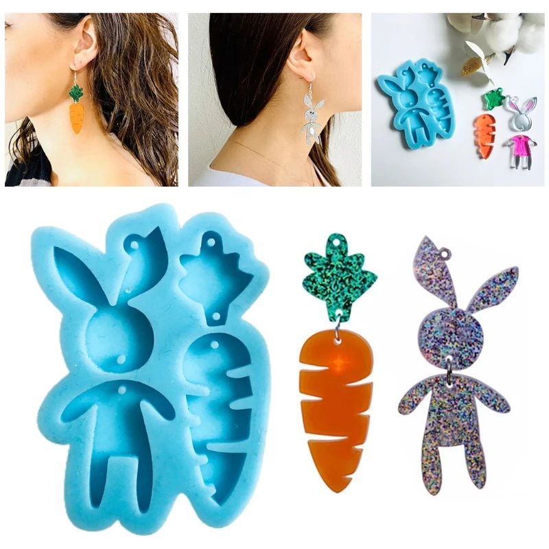 

Rabbit Carrot Keychain Epoxy Resin Mold DIY Crafts Pendants Ornaments Decorations Casting Tools Charm