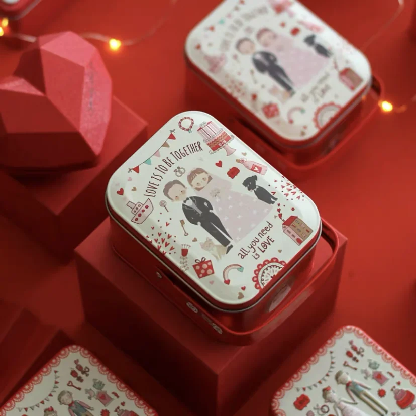 

New Style Hot Sale Wedding Ceremony Gift Rectangle Tin Metal Candy Favor Box