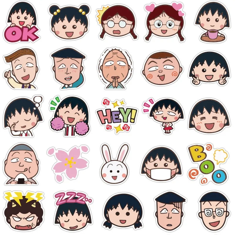 80Pcs/Pack Chibi Maruko-chan Anime Stickers For Children Toys Motorcycles Skateboards Phones DIY Hand Diaries Scrapbooks Desk | Игрушки и