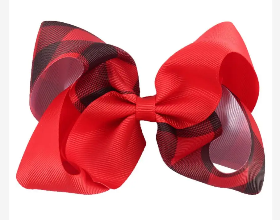 Плед волосы бант зажим для волос 7 дюймов Большой Красный заколка с клетчатым