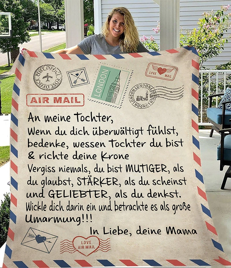 

Warm Cozy Letter Blanket for Bed Sofa Couch Birthday Gift Spanish Letters blanket to my daughter in spanish