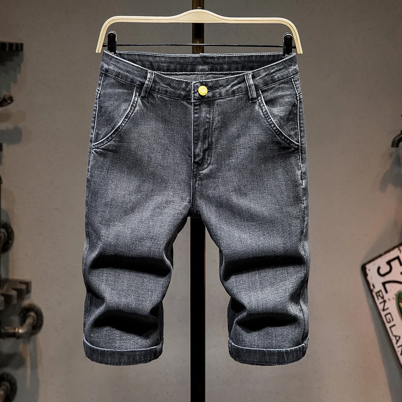 

Summer New Gray Men's Jeans Shorts Fashion Casual Slim Fit High Quality Vintage Wash Denim Shorts Male Brand Clothing