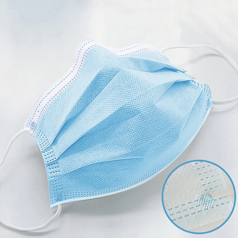 300PCS Stock Dropshipping Face Masks 3 layers Non-woven Radiation Protection Disposable Elastic Mouth Soft Breathable Mask |