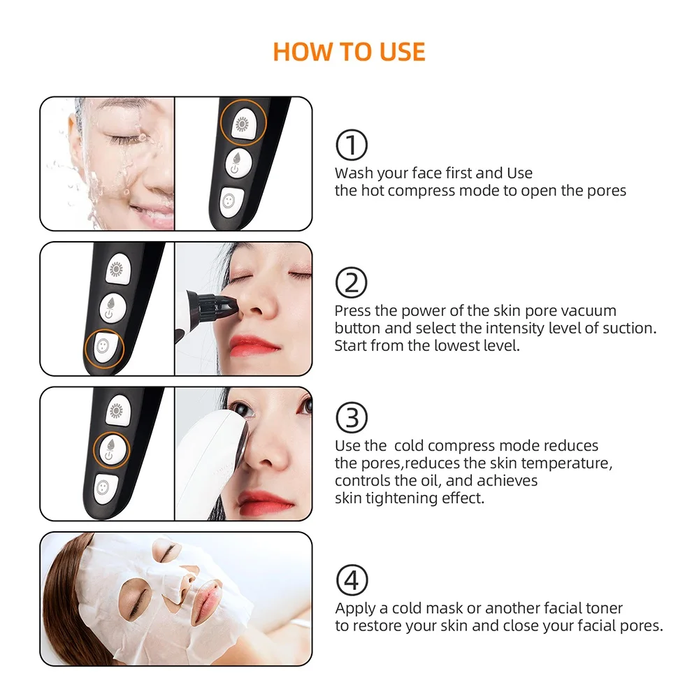 Визуальное удаление черных точек отсасывание горячим сдавливанием для очистки