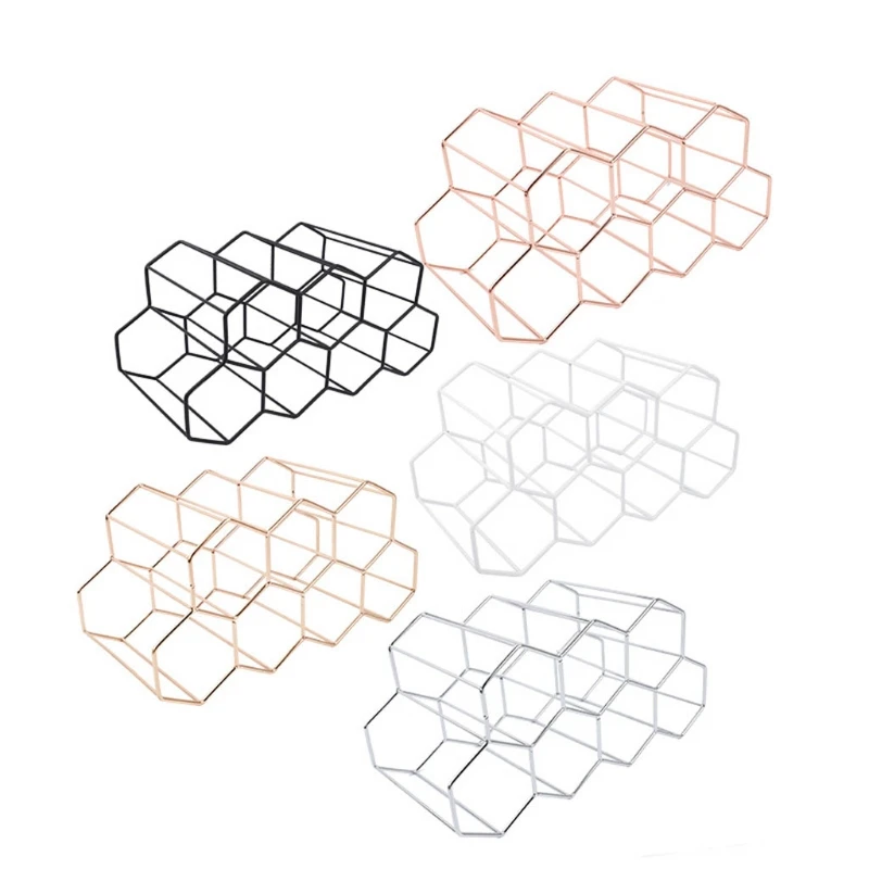 

Modern Metal Honeycomb Wine Rack Wine Bottle Storage Beehive Tabletop Wine Rack