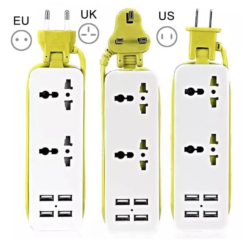 

EU Power Strip with 4 Ports USB Charging Station Outlets US EU UK Plug 1.5m Extension Cord Portable Electric Power Strip