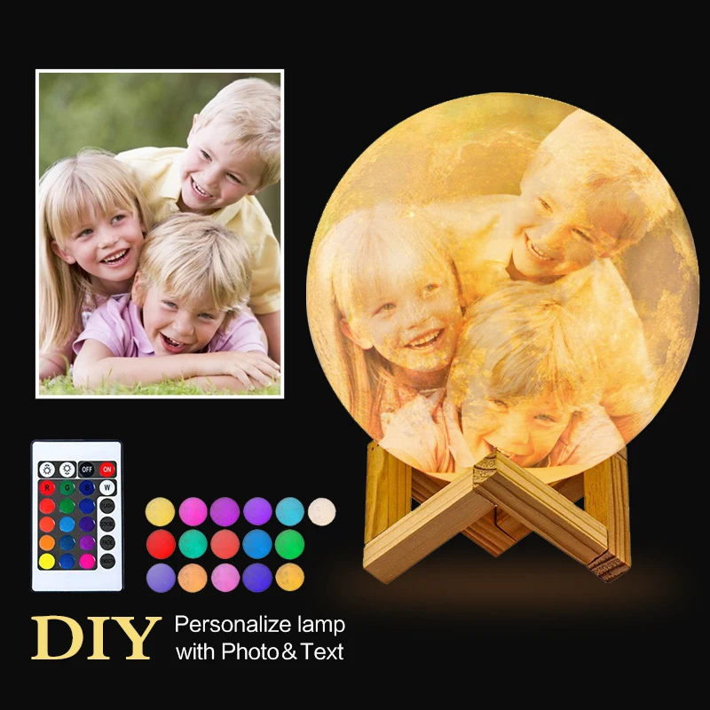 Текст личность луна светильник Ночной 3D печать аккумуляторная DIY светодиодный