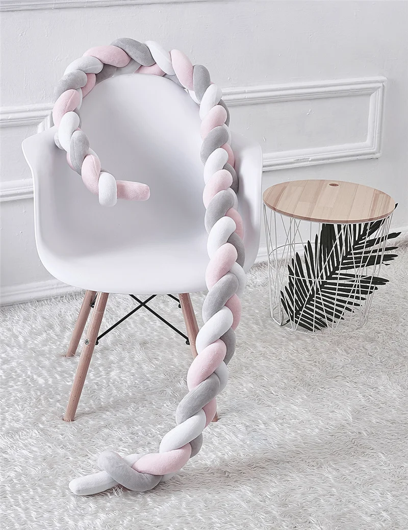 

Hot Sale Baby Bed Bumpers Anti Collision Braided Strip Pillow, Tie Ball Shape Sofa Pillow, Nordic Style Baby's Room Decoration