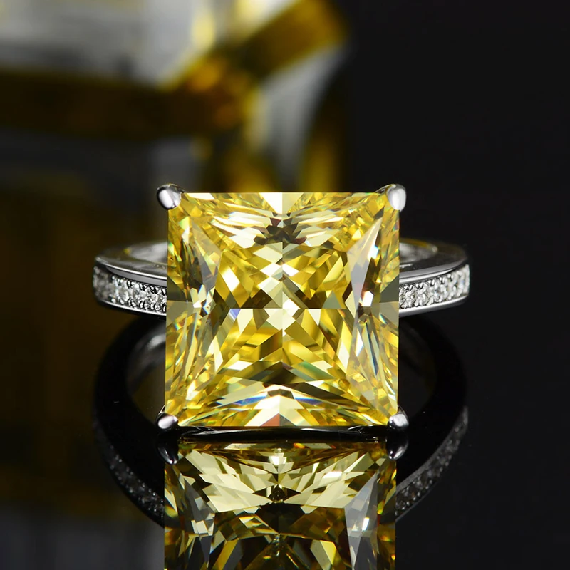 

Knobspin Fashion 100% 925 Sterling Silver Wedding Engagement Square Ring For Women High Carbon Diamond Party Fine Jewelry Giift