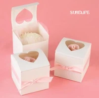 120pcs clear heart pvc window paper single cupcake cake box wedding favor gift boxes for candy wedding favors and gifts boxes