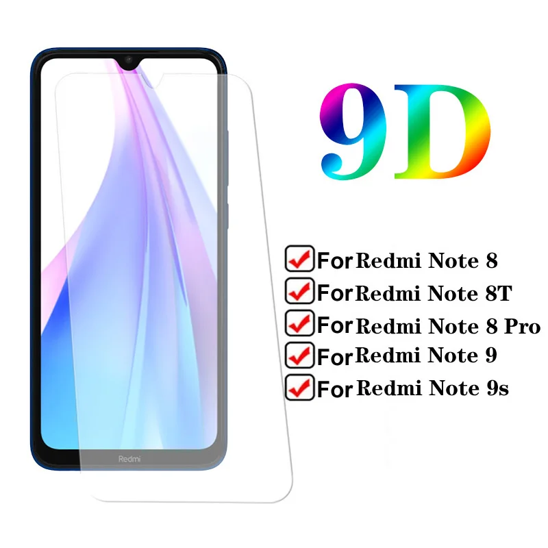 

9D Protection Glass For Xiaomi Redmi Note 8 8T 8 Pro Tempered Screen Protector Redmi Note 9 Pro 9s Pro Max Safety Glass Film