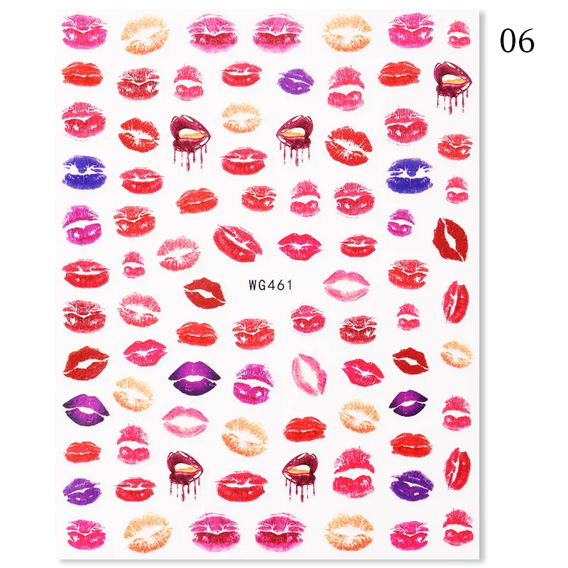 

1pcs Nail Art Stickers Valentine's Day Love Red Lip Print Self Adhesive Color Love 3D Nail Stickers DIY Nail Art Decoraciones