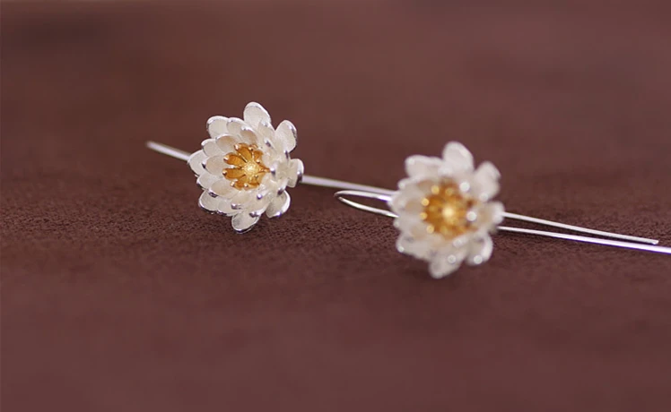 

925 Sterling Silver Flower Earrings For Women New Design Lovely Girls Gift Statement Jewelry Pendientes Plata 925