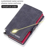 vm fashion kiss customized engraving wallet leather rfid blocking credit mini metal short purse busienss case pocket card holder