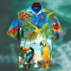 Мужская Летняя Пляжная рубашка с цветочным принтом, вентилируемая и крутая рубашка с воротником-стойкой и коротким рукавом, гавайская рубашка