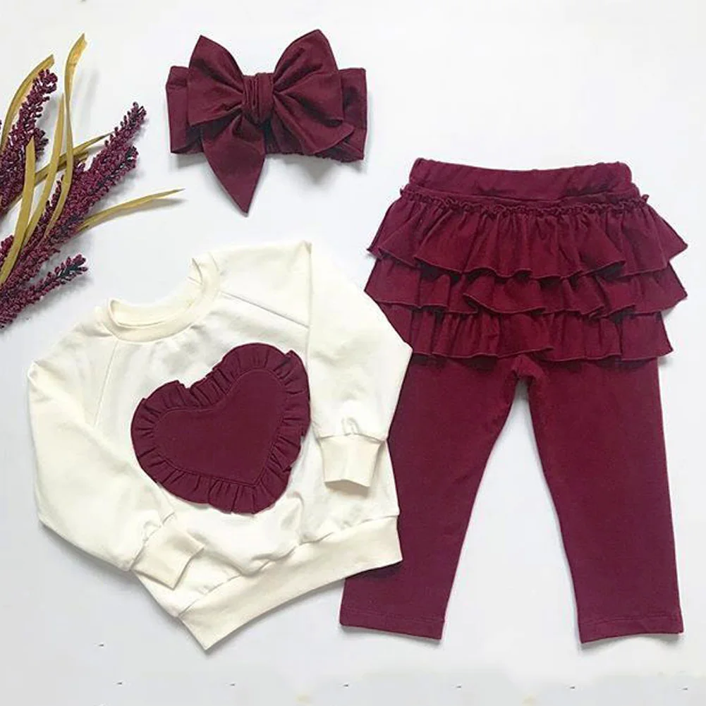 Emmababy комплект одежды из 3 предметов для маленьких девочек, Осенний хлопковый свитер с длинными рукавами Топы, штаны повязка на голову