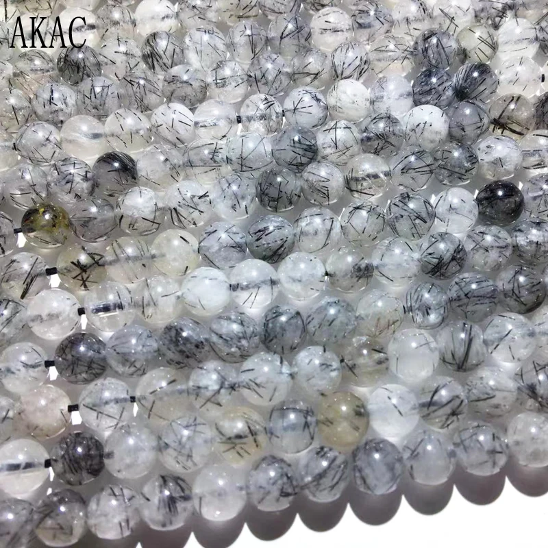 

2strands AKAC Approx6+-0.3mm natural black rutile quartz loose beads for jewelry diy making design
