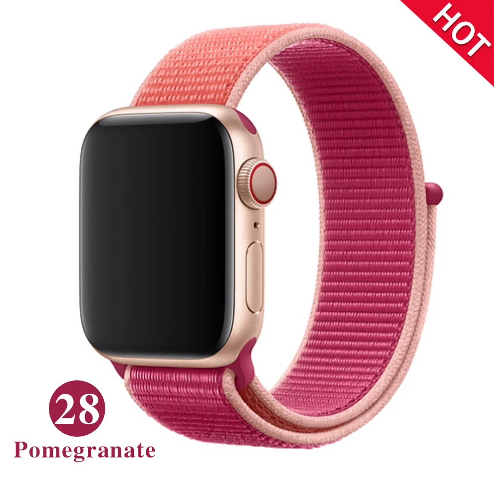 Спортивный ремешок для Apple Watch 42 мм 38 мм ремешок для часов 4 44 мм 40 мм Iwatch Серия 3 2 1 нейлоновый браслет дышащие аксессуары - Цвет ремешка: Pomegranate
