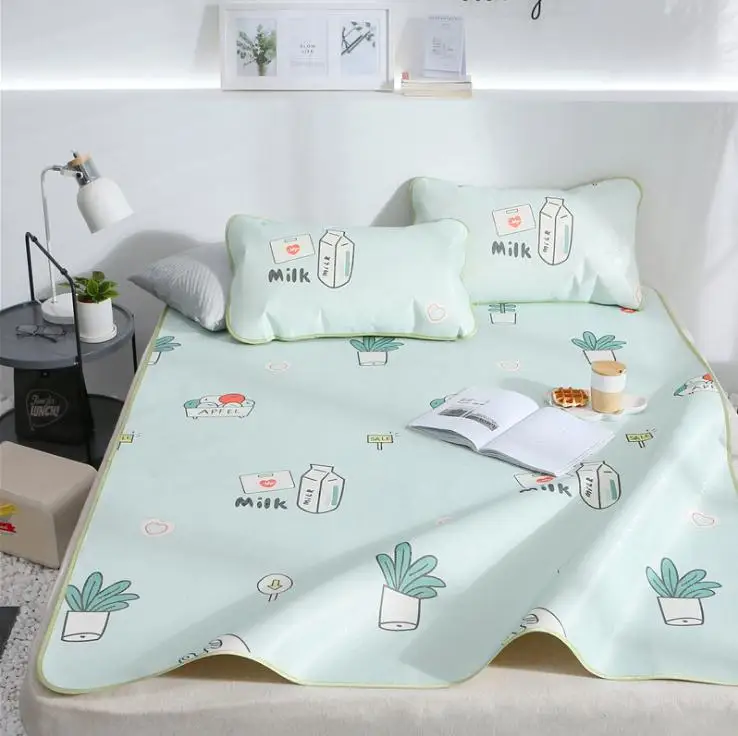 

2019 New models 3D printing Summer Sleeping Bed Mat Foldable Bed Sheet Mattress Protector Cover Summer Ice Silk Sleep Mat Set