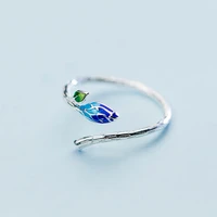 trendy unusal rings for women purple glaze boucle shape 925 sterling silver adjustable opening size female fing fine jewelry