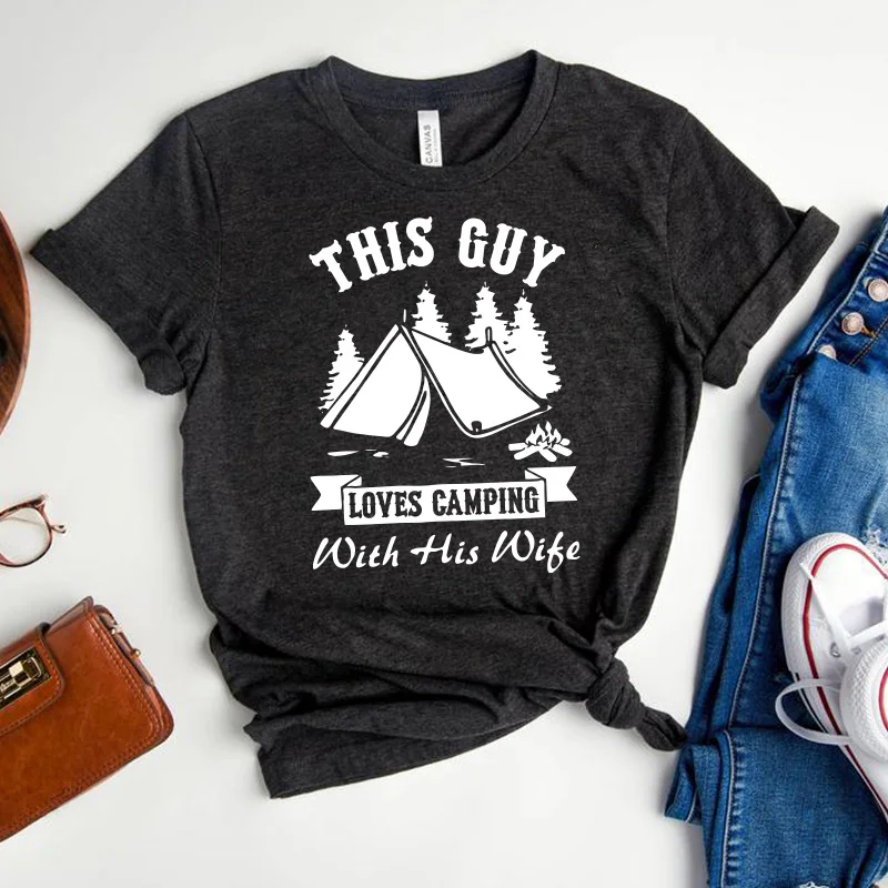 Повседневные летние футболки Calelinka с рисунком для любителей кемпинга топы из