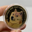 Памятные монеты Dogecoin, покрытые золотом, 10 шт.лот, с изображением собаки