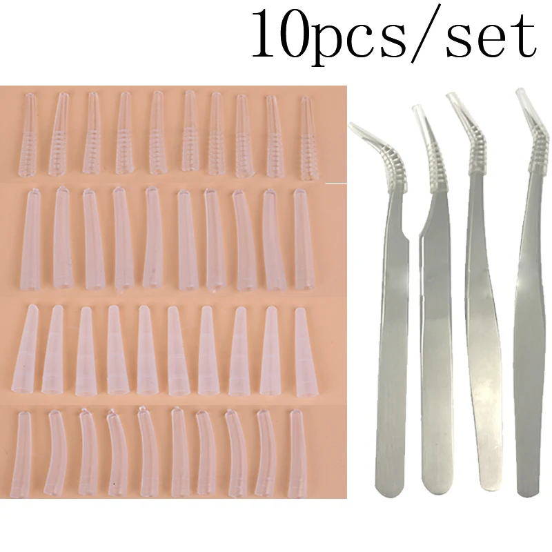 

10Pcs Grafting Eyelashes Tweezers Silicone Covers Tips Tweezers Protect Cases Eyelashes Auxiliary Tools 4 Styles