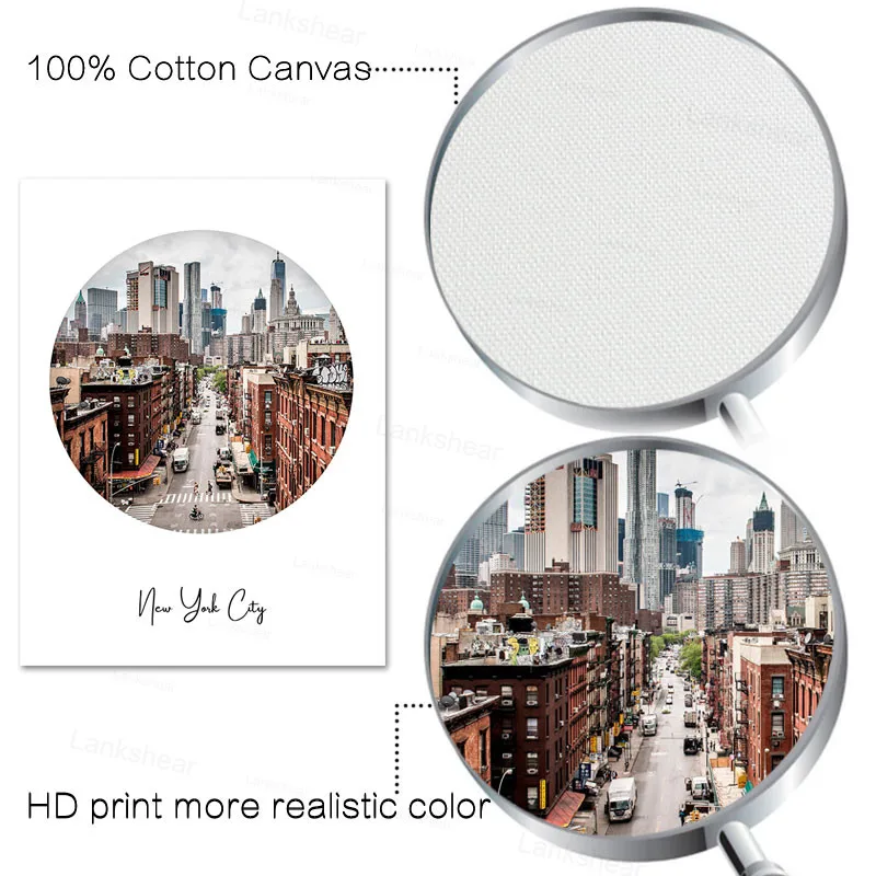 Холщовый постер с изображением пейзажа Нью-Йорка черно-белая карта в