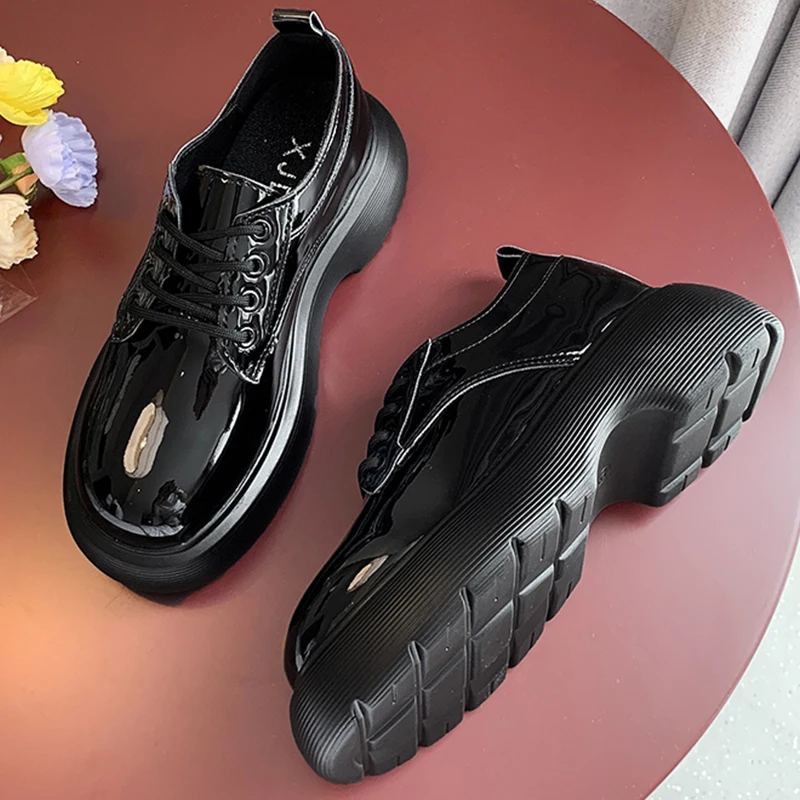 2021 Women Mary Janes Lolita Style Round Toe Casual Shoes Spring Autumn Female Platform Lace Up Shoes Ladies Loafers  Oxford